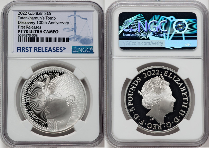 Elizabeth II silver Proof "Tutankhamun Tomb Discovery 100th Anniversary" 5 Pound...