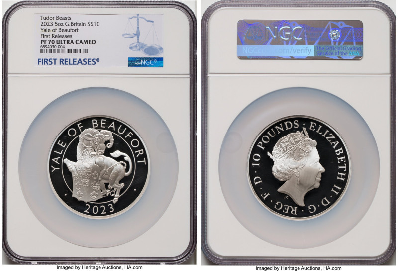 Elizabeth II silver Proof "Tudor Beasts - Yale of Beaufort" 10 Pounds (5 oz) 202...