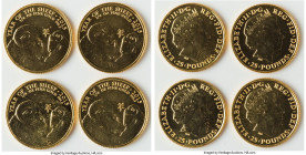 Elizabeth II 4-Piece Lot of Uncertified gold "Year of the Sheep" 25 Pounds (1/4 oz) 2015 UNC, KM-Unl. Lunar series. Total AGW 1 oz. HID09801242017 © 2...