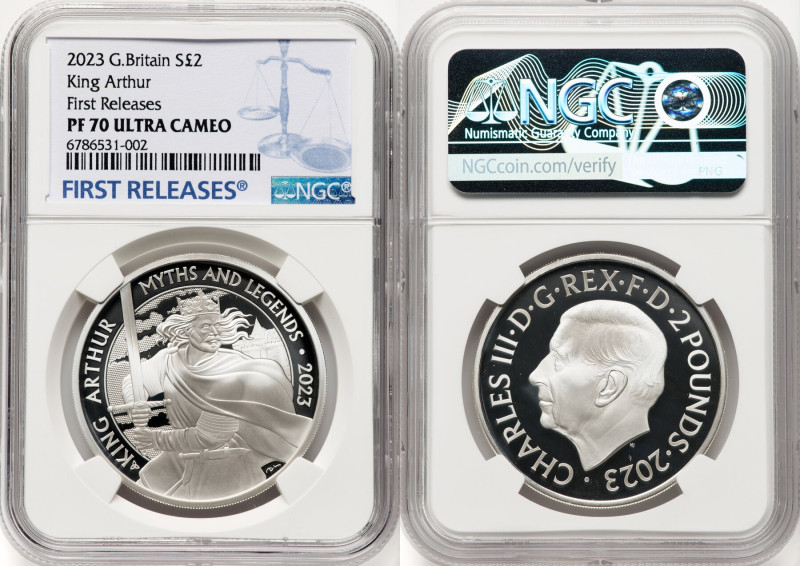 Charles III silver Proof "King Arthur" 2 Pounds (1 oz) 2023 PR70 Ultra Cameo NGC...