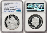 Charles III silver Proof "King Arthur" 5 Pounds (2 oz) 2023 PR70 Ultra Cameo NGC, Myths and Legends series. First Releases. HID09801242017 © 2023 Heri...