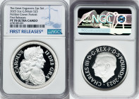 Charles III 2-Piece Certified silver "Petition Crown" Proof Set 2023 PR70 Ultra Cameo NGC, 1) "Petition Crown - Portrait" 5 Pounds (2 oz) 2023 PR70 Ul...