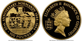 British Dependency. Elizabeth II gold Proof "Normandy Invasion 50th Anniversary" 100 Pounds 1994 PR69 Ultra Cameo NGC KM60. HID09801242017 © 2023 Heri...