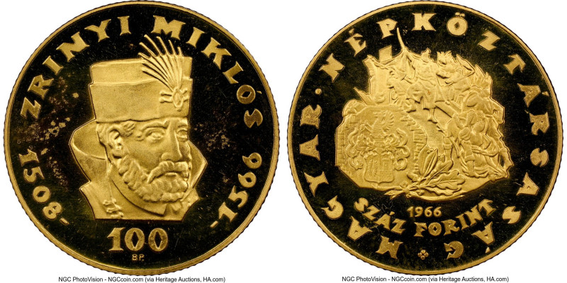 Republic gold Proof "Miklos Zrinyi" 100 Forint 1966-BP PR66 Ultra Cameo NGC, Bud...