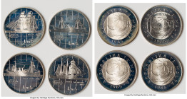 Republic 4-Piece Uncertified silver "Maritime History" 5 Liri Proof Set 1985 UNC, Set Mintage: 15,000. The second set in a three-part series commemora...