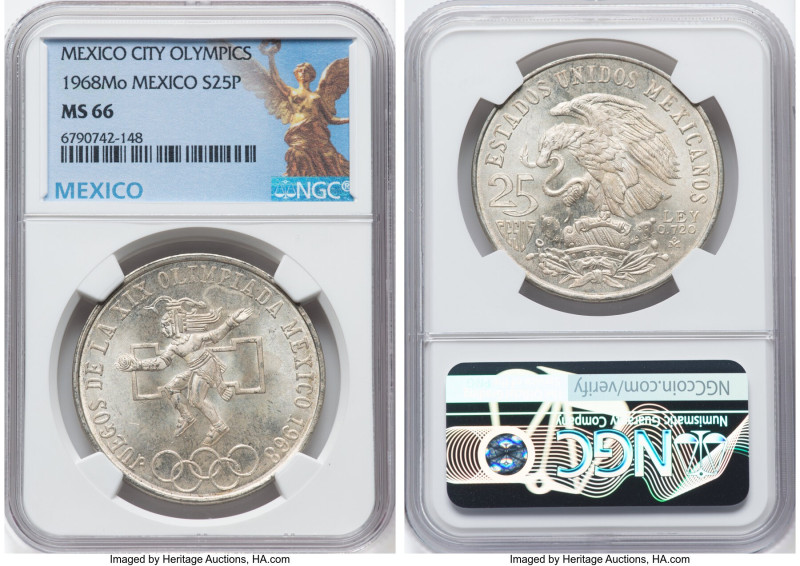Estados Unidos Pair of Certified silver "Mexico City Olympics" 25 Pesos 1968-Mo ...