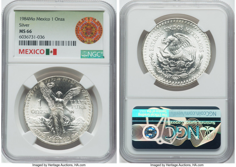 Estados Unidos silver Onza 1984-Mo MS66 NGC, Mexico City mint, KM494.1. HID09801...