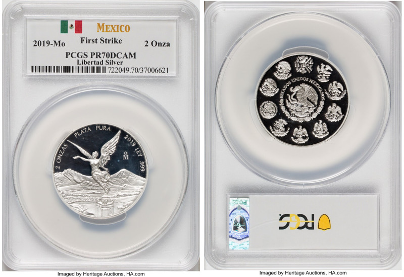 Estados Unidos silver Proof 2 Onzas 2019-Mo PR70 Deep Cameo PCGS, Mexico City mi...