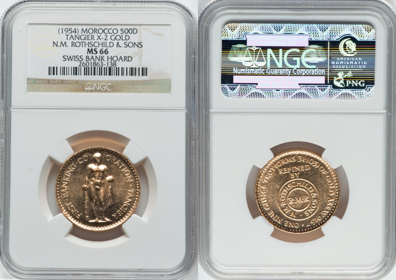 Tangier. First Banking Corporation gold Ounce (500 Dirhams) ND (1954) MS66 NGC, ...