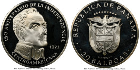 Republic silver Proof "Central American Independence - 150th Anniversary" 20 Balboas 1971-FM PR68 Ultra Cameo NGC, Franklin mint, KM29. Accompanied by...
