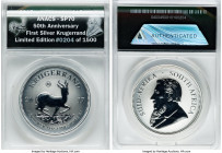 Republic silver Specimen "50th Anniversary of Krugerrand" Rand (1 oz) 2017 SP70 ANACS, Limited Edition #0204 of 1500. HID09801242017 © 2023 Heritage A...