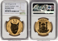 Phillip VI gold Reverse Proof "Lynx - Spanish Doubloon" 1-1/2 Euro (1 oz) 2021-M PR69 NGC, Madrid mint, KM-Unl. HID09801242017 © 2023 Heritage Auction...