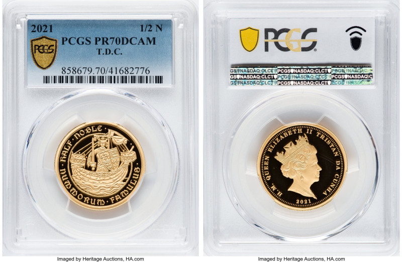 Elizabeth II gold Proof 1/2 Noble (1/2 oz) 2021 PR70 Deep Cameo PCGS, Commonweal...