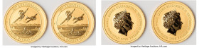 Elizabeth II Pair of Uncertified gold "Pearl Harbor - 75th Anniversary" 15 Dollars (1/10 oz) 2018 UNC, Perth mint. Accompanied by two COAs. Total AGW ...