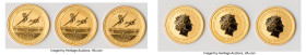 Elizabeth II 3-Piece Lot of Uncertified gold "Pearl Harbor - 75th Anniversary" 15 Dollars (1/10 oz) 2018 UNC, Perth mint. Accompanied by three COAs. T...