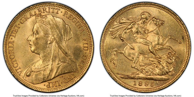 Victoria gold Sovereign 1895-S MS63 PCGS, Sydney mint, KM13, S-3877. Featuring a...