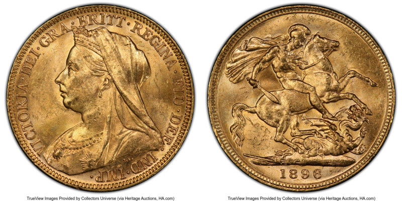 Victoria gold Sovereign 1896-M MS63 PCGS, Melbourne mint, KM13, S-3875. From the...