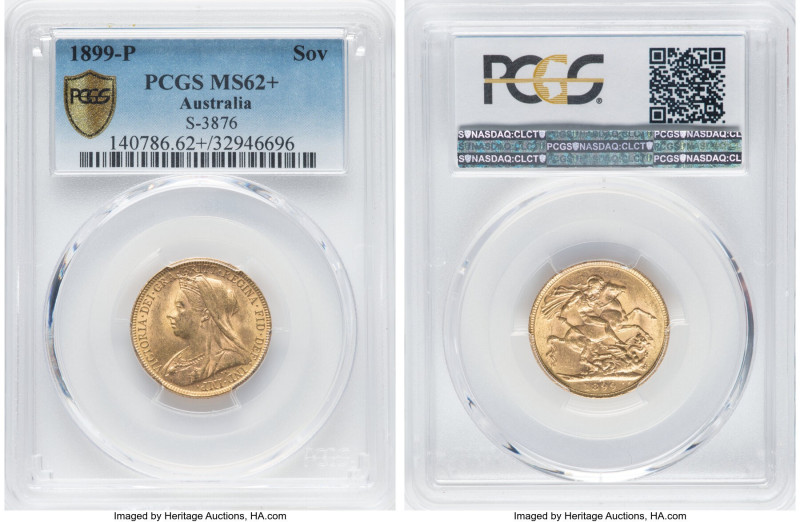 Victoria gold Sovereign 1899-P MS62+ PCGS, Perth mint, KM13, S-3876. A perennial...