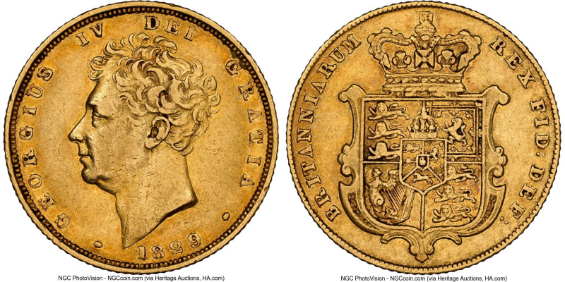 George IV gold Sovereign 1829 XF45 NGC, KM696, S-3801. A wholly respectable repr...