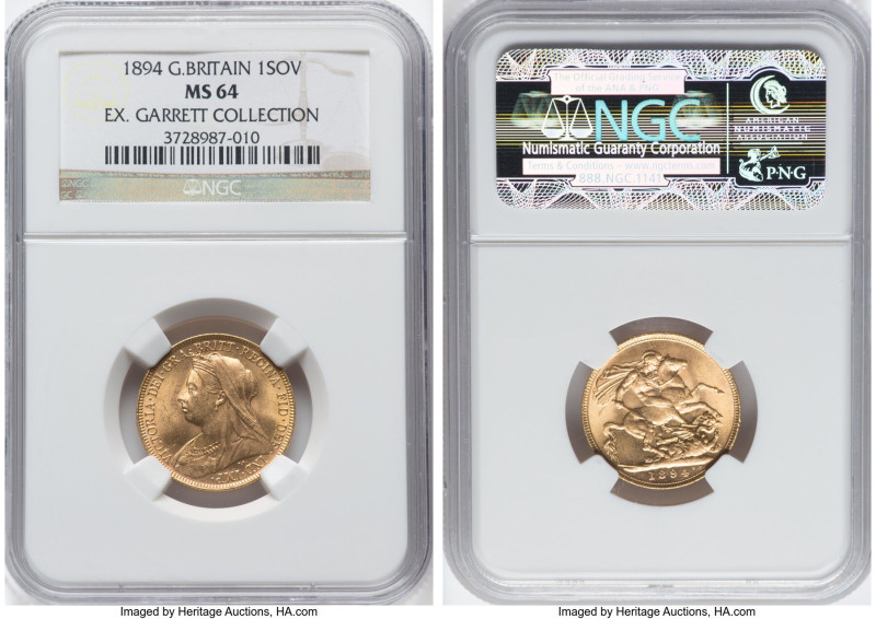 Victoria gold Sovereign 1894 MS64 NGC, KM785, S-3874. A more than satisfactory e...