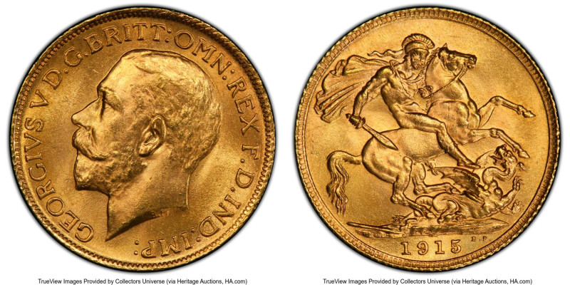 George V gold Sovereign 1915 MS65 PCGS, KM820, S-3996. An attractively presented...