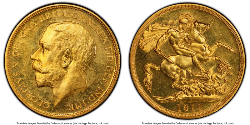 George V gold Proof 2 Pounds 1911 PR64 Cameo PCGS, KM821, S-3995. Mintage: 2,812...