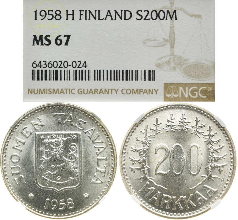 FINNLAND
Republik, seit 1917. 200 Markkaa 1958 H. In US-Plastikholder der NGC m...