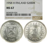 FINNLAND
Republik, seit 1917. 200 Markkaa 1958 H. In US-Plastikholder der NGC mit der Bewertung MS 67 (6436020-024). TOP POP. KM 42. Selten in dieser...