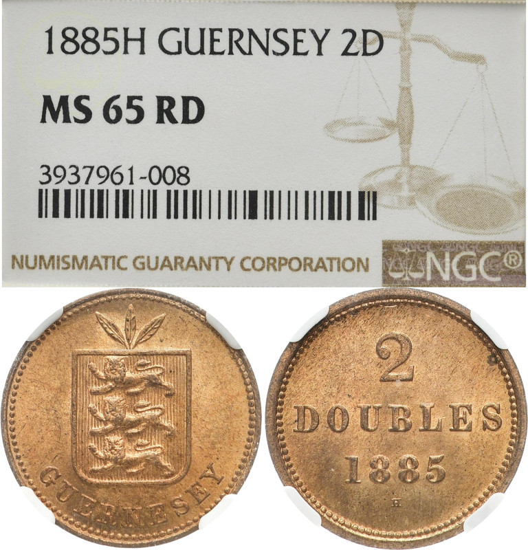 GROSSBRITANNIEN BRITISCHE KOLONIEN
Guernsey Ku.-2 Doubles 1885 H. In US-Plastik...