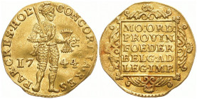 NIEDERLANDE HOLLAND
Provinz. Dukat 1744. Fr. 250; Delm. 775. 3.19 g. Vorzüglich