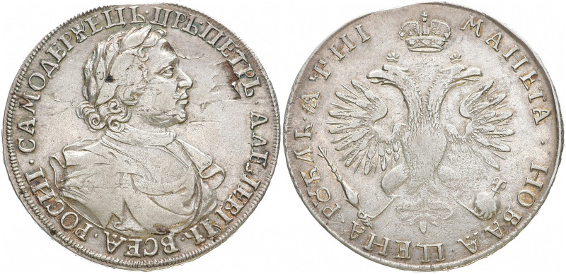 RUSSLAND GROSSFUERSTENTUM / KAISERREICH
Peter I., 1682 / 1689 - 1725. Rubel 171...