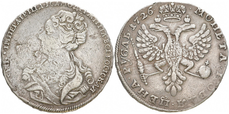 RUSSLAND GROSSFUERSTENTUM / KAISERREICH
Katharina I., 1725 - 1727. Rubel 1726, ...
