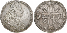 RUSSLAND GROSSFUERSTENTUM / KAISERREICH
Peter II., 1727 - 1730. Rubel 1728, Moskau, Kadaschevsky Münzhof. Bitkin 44; Diakov 8; Dav. 1668. 28.10 g. Mi...
