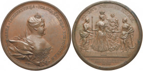 RUSSLAND GROSSFUERSTENTUM / KAISERREICH
Anna, 1730 - 1740. Bronzemedaille 1730 (vermutlich spätere Prägung des 19. Jahrhunderts), von S. Yudin und G....