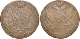 RUSSLAND GROSSFUERSTENTUM / KAISERREICH
Elisabeth, 1741 - 1761. Ku.- 5 Kopeken 1761, Ekaterinburg. Bitkin 441. 53.04 g. R Sehr schön