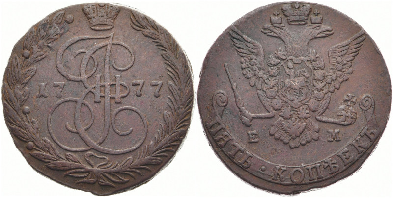 RUSSLAND GROSSFUERSTENTUM / KAISERREICH
Katharina II., 1762 - 1796. Ku.- 5 Kope...