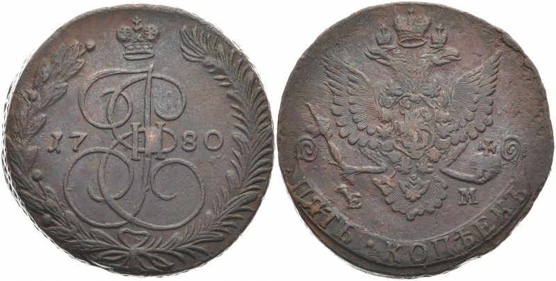 RUSSLAND GROSSFUERSTENTUM / KAISERREICH
Katharina II., 1762 - 1796. Ku.- 5 Kope...