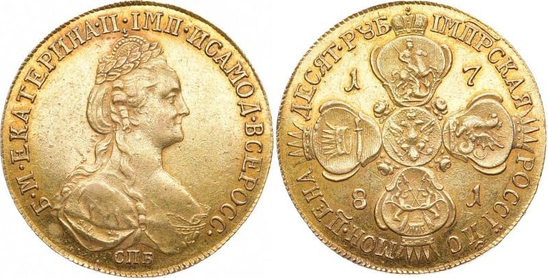 RUSSLAND GROSSFUERSTENTUM / KAISERREICH
Katharina II., 1762 - 1796. 10 Rubel 17...