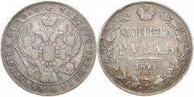 RUSSLAND GROSSFUERSTENTUM / KAISERREICH
Nikolaus I., 1825 - 1855. Rubel 1841 NG, St. Petersburg. Bitkin 192. 20.05 g. Fast sehr schön