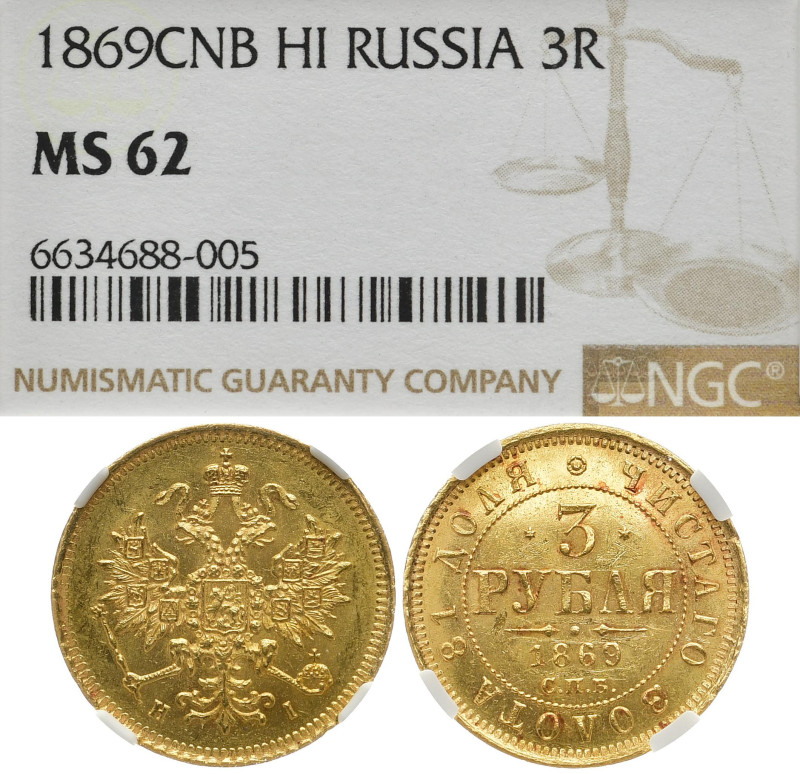 RUSSLAND GROSSFUERSTENTUM / KAISERREICH
Alexander II., 1855 - 1881. 3 Rubel 186...