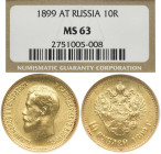 RUSSLAND GROSSFUERSTENTUM / KAISERREICH
Nikolaus II., 1894 - 1917. 10 Rubel 1899, St. Petersburg. In US-Plastikholder der NGC mit der Bewertung MS 63...