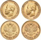 RUSSLAND GROSSFUERSTENTUM / KAISERREICH
Nikolaus II., 1894 - 1917. 10 Rubel 1903 AR, St. Petersburg. Bitkin 11; Fr. 179. 2 Stück. 17.18 g. Min. Belag...