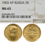 RUSSLAND GROSSFUERSTENTUM / KAISERREICH
Nikolaus II., 1894 - 1917. 5 Rubel 1903, St. Petersburg. In US-Plasikholder der NGC mit der Bewertung MS 65 (...