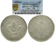 CHINA PROVINZ CHIHLI
Guangxu, 1875 - 1908. Dollar 1908. In US-Plasikholder der PCGS mit der Bewertung Cleaned-XF Detail (171805.92/47004320). L&M 465...