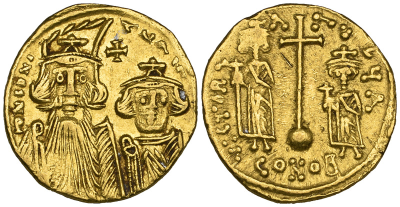 Constans II (641-668), solidus, Constantinople, facing busts of Constans II and ...