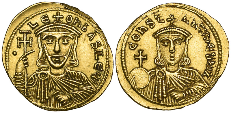 Leo V, the Armenian (813-820), solidus, Constantinople, facing bust holding pote...