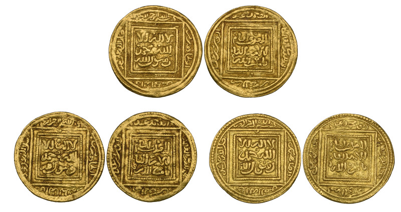 Muwahhid, 'Abd-al-Mu'min (524-558h), half-dinars (3), no mint, 2.22g, 2.24g, 2.2...