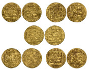 Muwahhid, abu-Ya'qub Yusuf I (558-580h), half-dinars (5), type as Amir al-Mu'minin, 2.28g, 2.29g, 2.31g, 2.31g, 2.32g Hazard 495), fine to very fine (...