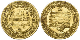 Tulunid, Jaysh, (282-283h), dinar, Misr 283h, 4.11g (Bernardi 214De; Grabar 70), graffiti on obverse, otherwise better than very fine and very rare Af...