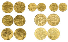 Mamluk, al-Zahir Jaqmaq (842-857h), ashrafis (2), 3.41g and 3.45g; Ottoman, sultanis (3) including Misr 982h, 3.41g and Qustantaniya 1012, 3.37g, main...